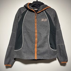 Vintage 2008 Harley-Davidson Charcoal and Black Jacket with Orange Trim